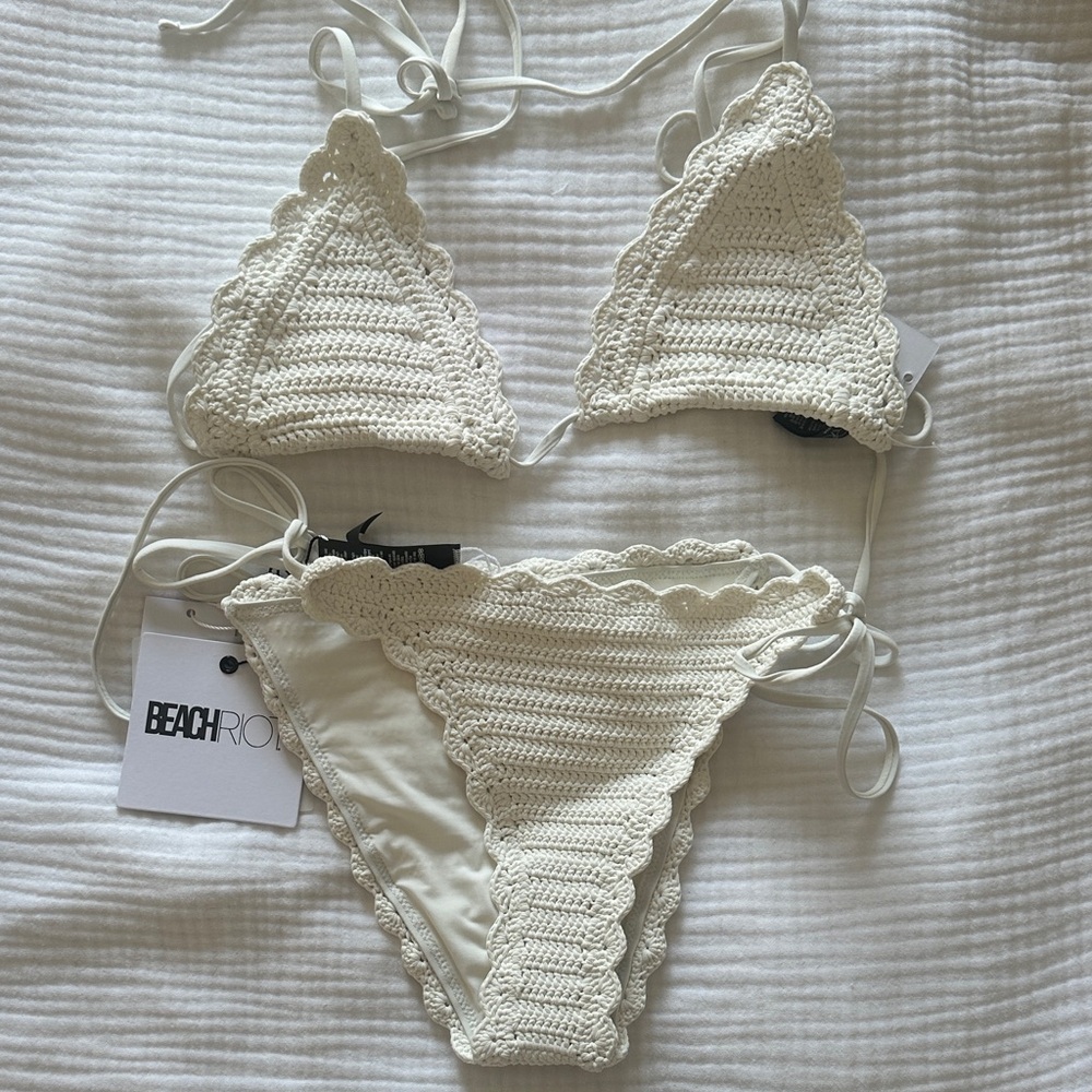 Beach Riot Cream Crochet Bikini